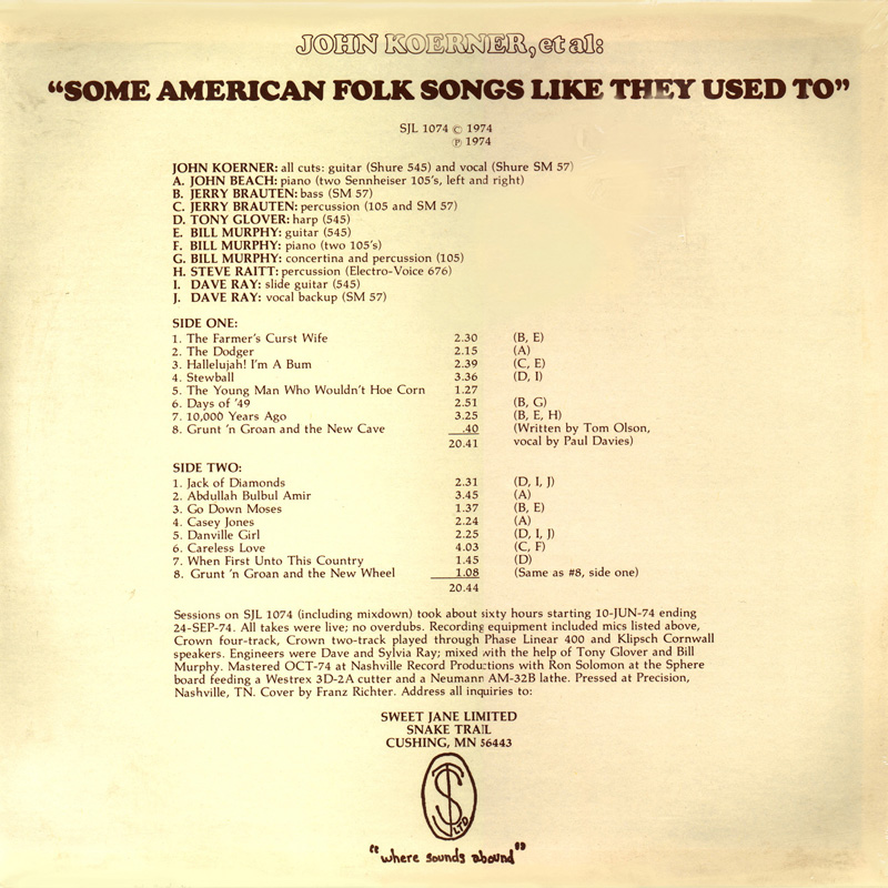 Some American Folk Songs back cover